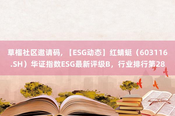 草榴社区邀请码， 【ESG动态】红蜻蜓（603116.SH）华证指数ESG最新评级B，行业排行第28