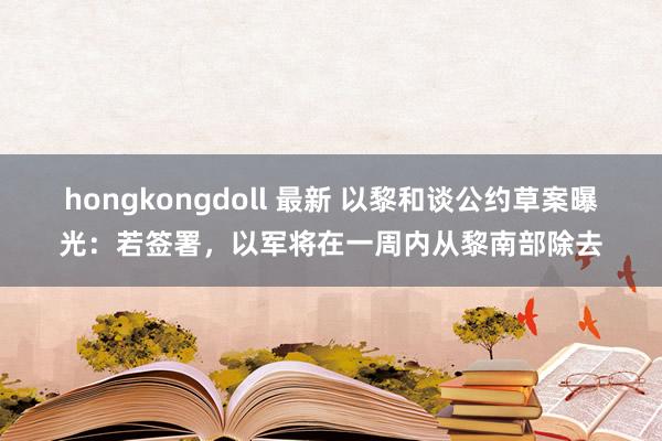 hongkongdoll 最新 以黎和谈公约草案曝光：若签署，以军将在一周内从黎南部除去