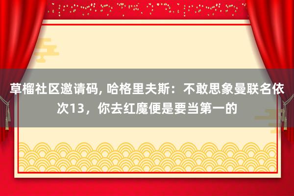 草榴社区邀请码， 哈格里夫斯：不敢思象曼联名依次13，你去红魔便是要当第一的