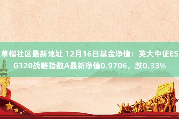 草榴社区最新地址 12月16日基金净值：英大中证ESG120战略指数A最新净值0.9706，跌0.33%