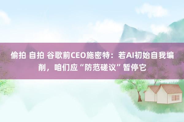 偷拍 自拍 谷歌前CEO施密特：若AI初始自我编削，咱们应“防范磋议”暂停它