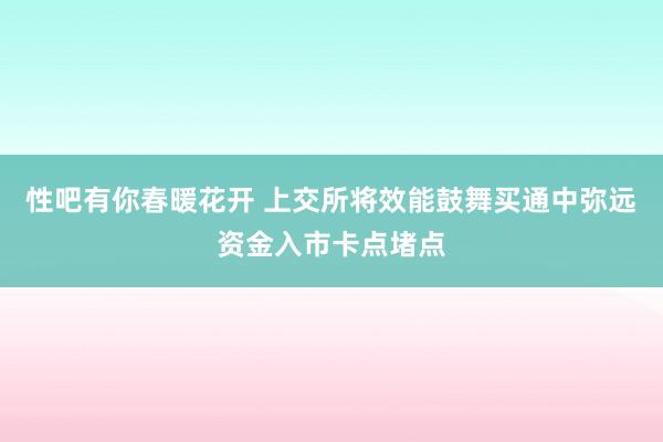 性吧有你春暖花开 上交所将效能鼓舞买通中弥远资金入市卡点堵点